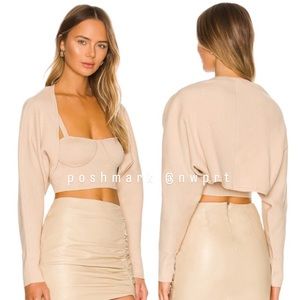 JONATHAN SIMKHAI Viola Shrug Set Cardigan Sweater Tank Top Cami Tan XS